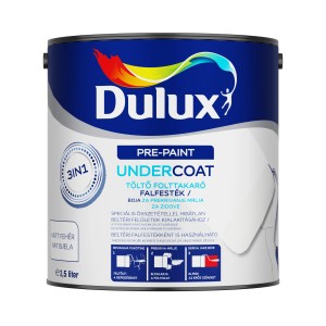Fehér Dulux alapozó festék 2,5 literes vödörben. Ideális Alapozók & folttakaró festékek.