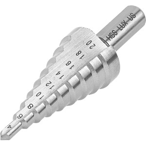 LUX Comfort lépcsős fúró, 4-20 mm, acélból. Univerzális fúró sorjázáshoz és fúráshoz.