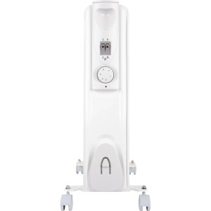 Fehér Grena olajradiátor termosztáttal és kerekekkel, 2500 W, elektromos fűtéshez.