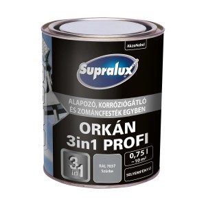 Supralux Orkán 3in1 Profi rozsdavédő festék doboz, szürke, 0,75l.
