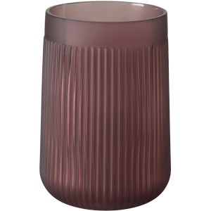 Bordázott, sötétvörös Fabria üvegváza, 21 cm magas. Dekoratív virágváza beltéri használatra.