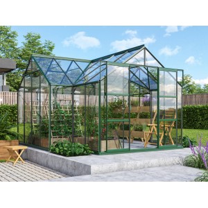 Vitavia Sirius smaragd üvegház 13 m² alappal, beültetve. Ideális a kertbe.