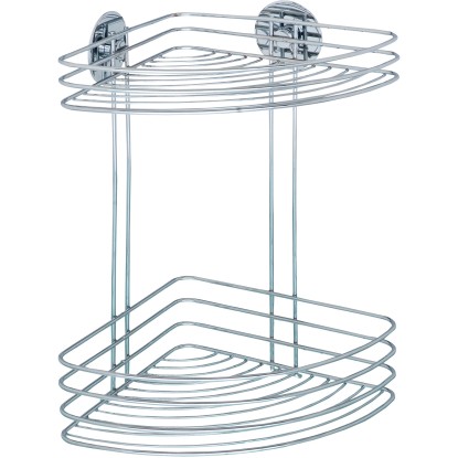 Wenko Turbo-Loc sarokpolc, fényes króm, kerek, fúrás nélkül rögzíthető