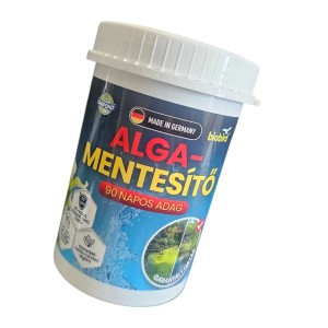 Algaeltávolító tóba, feliratos doboz. Termék Algatisztítás-hoz.
