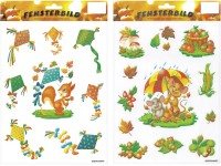 Ablakmatrica csillámmal őszi  színes 30 cm x 21 cm többféle változatban