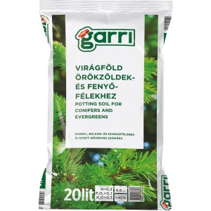 Zacskó Garri virágföld tűlevelűekhez és örökzöldekhez, 20 liter.