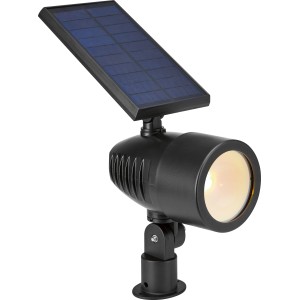 Fekete LED Solar Spot Fano kerthez és teraszhoz. Szolár útvonal fény meleg fehér fénnyel.