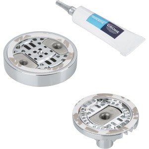 Grohe QuickGlue S1 készlet fali tartókhoz: ragasztó, tisztítókendő és két tartó.