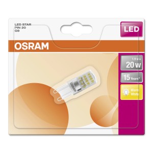 OSRAM G9 LED izzó, meleg fehér, 1,9W, 20W-nak megfelelő, 15 év élettartam.