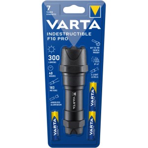 Varta Indestructible F10 Pro zseblámpa elemekkel, ütésálló és vízálló.