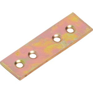 Sárga horganyzott lapos összekötő, 50x15 mm, négy rögzítő furattal.