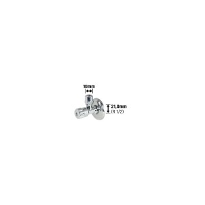 Króm mosógép sarokszelep rozettával, 21 mm (R 1/2) x 10 mm.