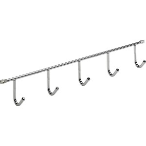 Króm Hettich akasztósín, 35 cm, 5 akasztóval falra szereléshez.