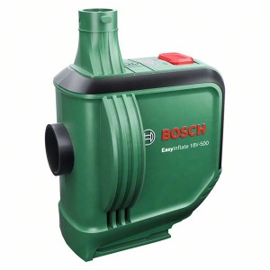 Bosch EasyInflate 18V-500 Solo akkus légpumpa, zöld akkumulátoros pumpa matracokhoz és medencékhez.