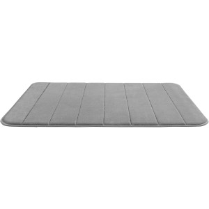 Világosszürke Wenko Memory Foam fürdőszobaszőnyeg csíkokkal, 50x80 cm, fürdőszobákba.