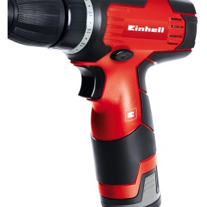 Einhell TH-CD 12-2 Li akkus fúrócsavarozó, 12V, piros/fekete. Akkumulátorral, töltővel és kofferrel.