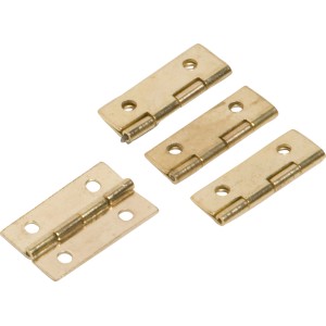 4 db-os, sárgaréz bevonatú doboz zsanér készlet, 20x15 mm, ékszerdobozokhoz, csavarozható.