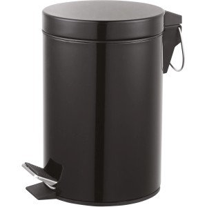 Fekete CMI pedálos szemetes, 3 l, rozsdamentes acél fürdőszobába és WC-be.
