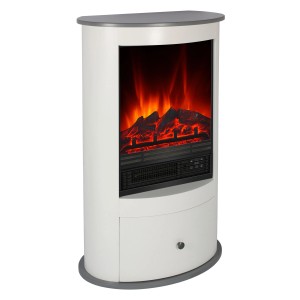 Fehér EL Fuego Wien II elektromos kandalló láng effektussal és fiókkal.