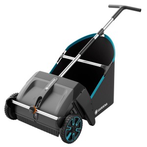 Gardena lombgyűjtő gyepre és teraszra, kerekekkel és gyűjtőkosárral.