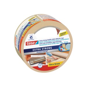 Tekercs Tesa Extra Strong kétoldalas ragasztószalag, 10m x 50mm.