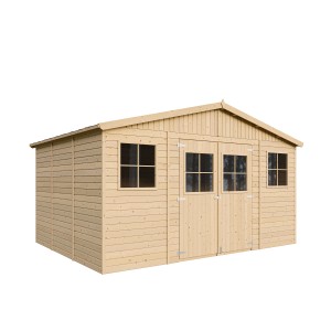 Timbela fa kerti ház M331, 11,91 m² ablakokkal. Tárolóhely kerti szerszámokhoz és egyebekhez.