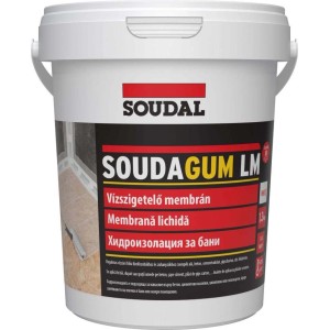 Vödör Soudagum LM folyékony vízszigetelő membrán tömítéshez.