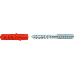 M8 x 80 mm-es tőcsavar dübellel, 2 darab, betonba, falazatba és fába való rögzítéshez.