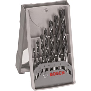 Bosch fa fúró készlet Pro, 7 részes szürke dobozban méretjelölésekkel.