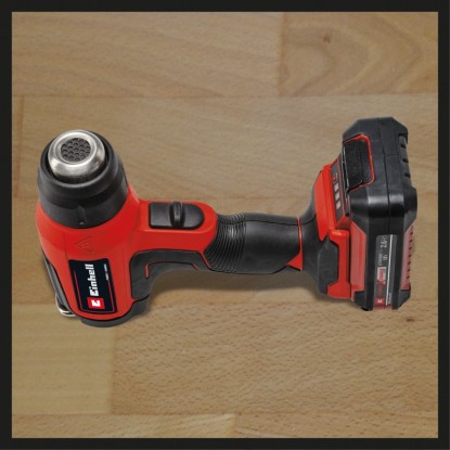 Einhell Power X-Change Akkus hőlégfúvó TE-HA 18 Li Solo, piros/fekete, akkumulátorral. Hőlégfúvó barkácsoláshoz.