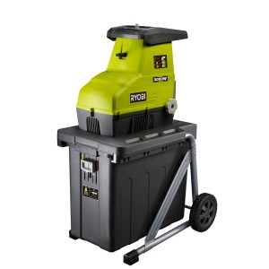 Ryobi elektromos aprítógép, 3000W, kerti hulladékhoz és ágakhoz.
