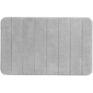 Világosszürke Wenko Memory Foam fürdőszobaszőnyeg csíkokkal, 50x80 cm, fürdőszobákba.
