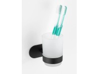 Wenko Turbo-Loc Orea nemesacél fogmosópohár Uno fekete 10 cm x 9,5 cm x 10 cm