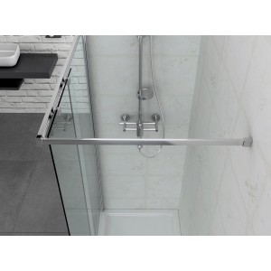 Sanotechnik Walk In Elite zuhanyfal, 120 cm széles, átlátszó üveg és króm keret.