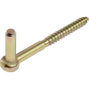 Sárga horganyzott becsavarható pánt, 110 mm hosszú, 10 mm-es csappal kapupántokhoz.