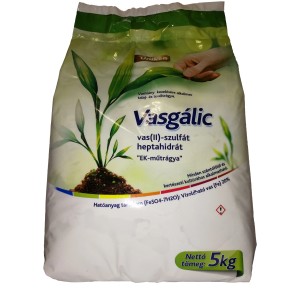 Vasgálic (vasszulfát) növényápoló szer, 5kg-os zsák.