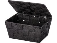 Wenko Adria fürdőszobai kosár fedéllel 19 cm x 10 cm 14 cm fekete Wenko Adria fürdőszobai kosár fedéllel 19 cm x 10 cm 14 cm fekete