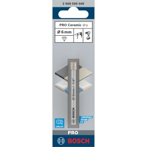 Bosch gyémánt fúró 6mm kerámiához és csempéhez. Szürke száraz fúró gyémánt heggyel, hosszú élettartam.