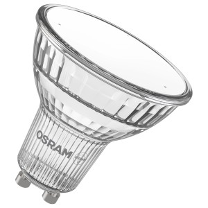 Osram GU10 LED izzó, PAR16 reflektor, 3,1W, meleg fehér, beltéri használatra.