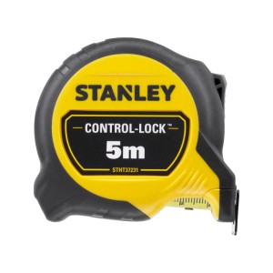 Sárga-fekete Stanley mérőszalag Control-Lock funkcióval, 5 m hosszúságban.