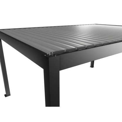 Biohort Pergola 5x3,5 m sötétszürke-ezüst színben, lamellás terasztető.