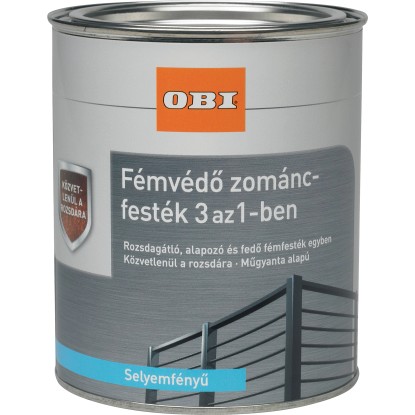 OBI fémvédő zománcfesték 3 az 1-ben világosszürke selyemfényű 375 ml