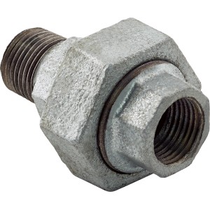 Temperöntvény fitting 18,6/21 mm: Csatlakozó horganyzott csövekhez belső és külső menettel.