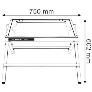 Bosch Professional GTA 6000 szállító- és munkaasztal asztali körfűrészhez, méretek 750x602mm.