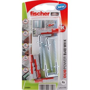 Fischer Duopower 8x40 WH K NV tiplik és csavarok készlet, különböző építőanyagokhoz.