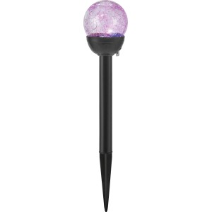 Fekete LED-es szolár dekor gömbös karó, 39 cm, színváltással kertbe és virágágyásba.