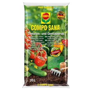Compo Sana paradicsom és zöldség föld, 20L zsák, speciális föld az egészséges zöldségekhez.