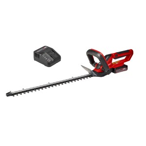 Einhell GC-CH 1855/1 Li Kit akkus sövényvágó akkumulátorral és töltővel, piros-fekete színben.