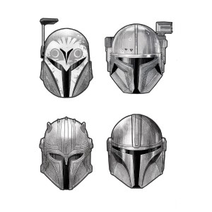 Komar Deco-Sticker: Star Wars Mandalorian sisakok szürke színben, faldekoráció.