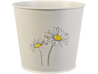 Cink vödör gyógynöv. cserép lakk. virágminta krémszín 16 x 18,5 cm